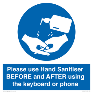 Please use Hand Sanitiser BEFORE and AFTER using the keyboard or phone
